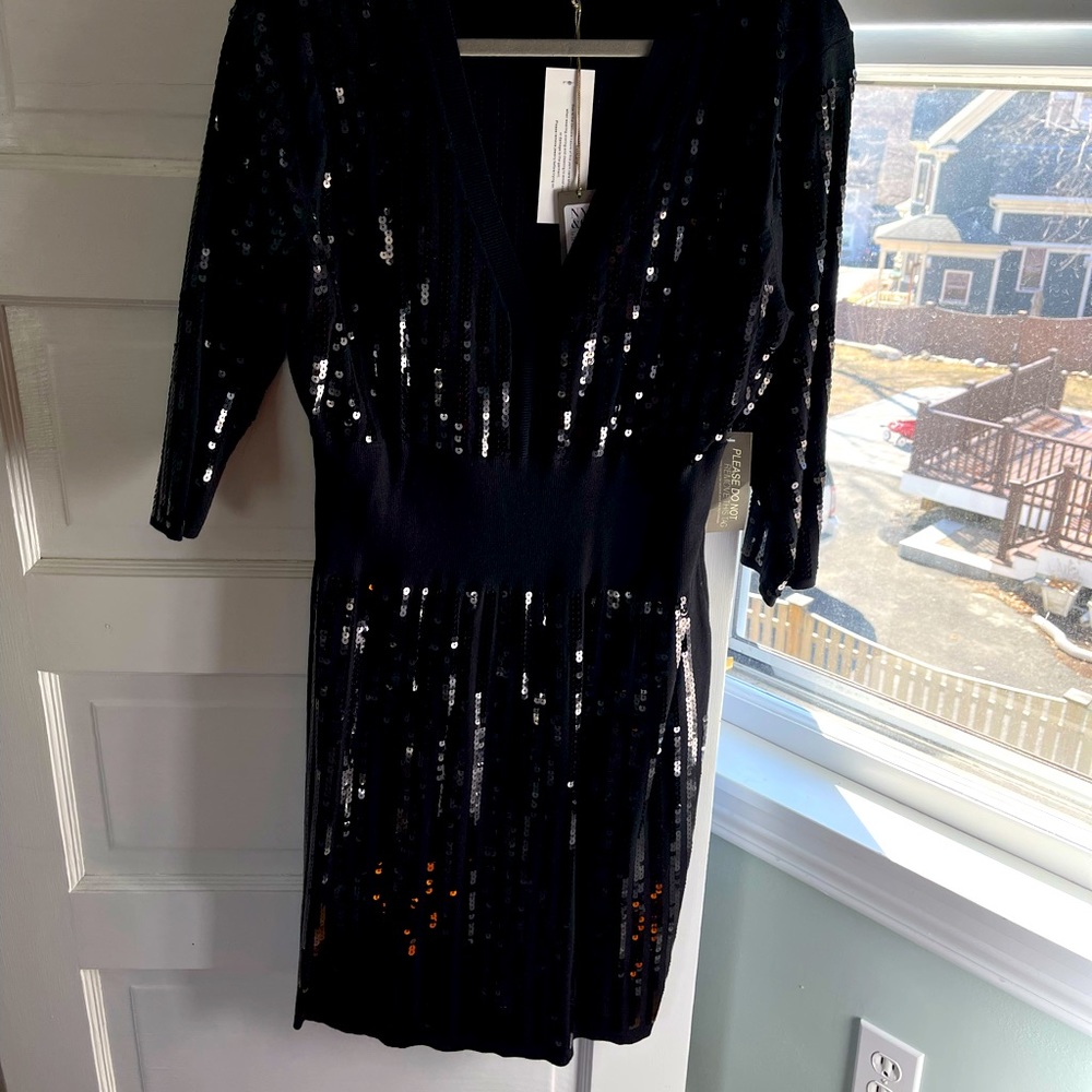 Eva Mendes- New York and Company- Sequin Black Sweater dress
